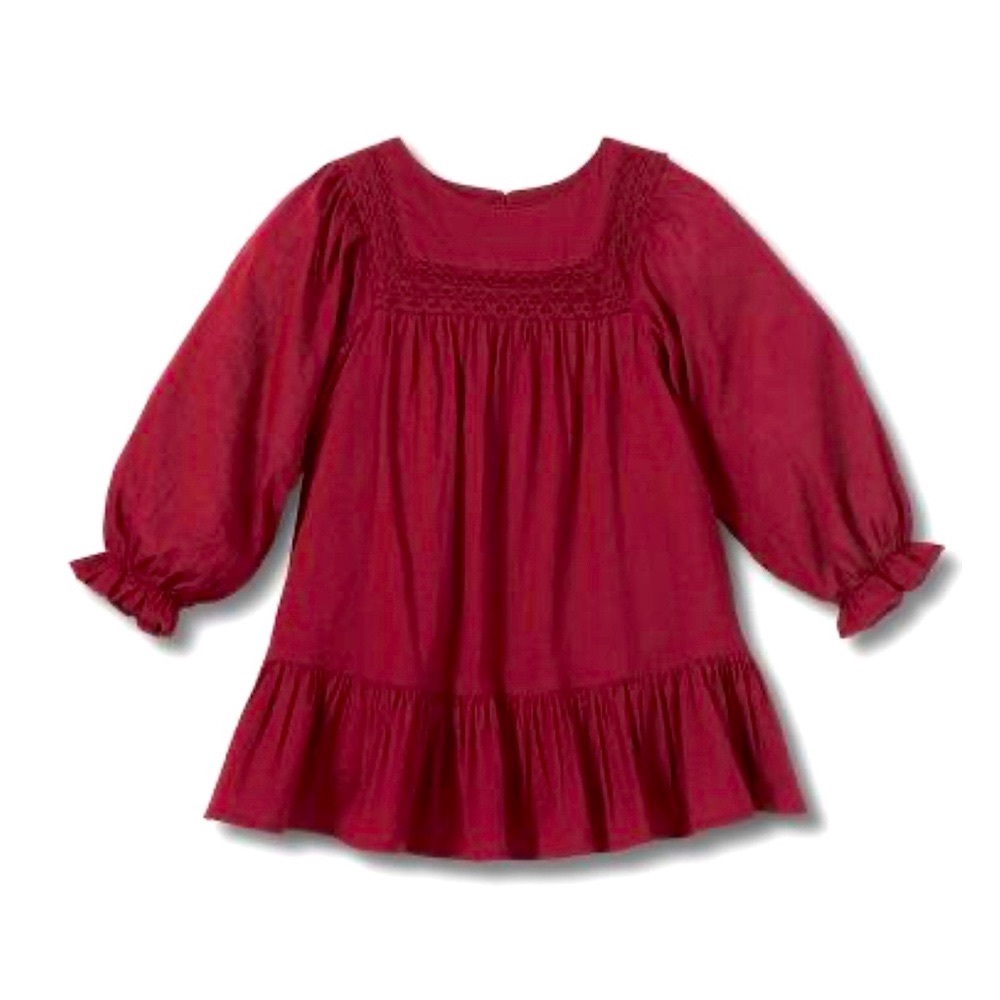 BRAND NEW ! Toddlet Girls' Solid Crochet Long Sleeve Dress - Cat & Jack
